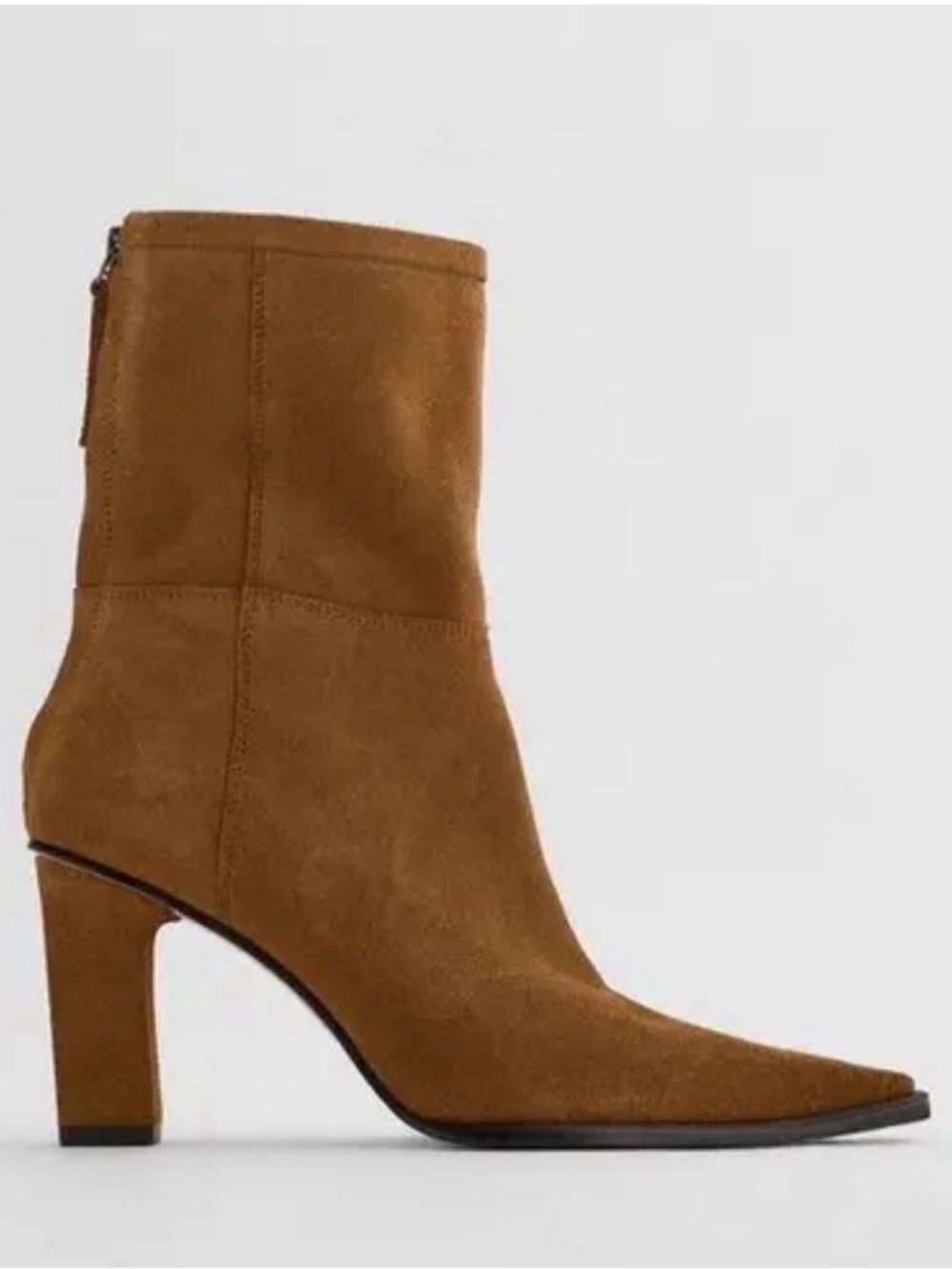 NWT Zara Leather Suede Mid Heel Boot, size 37